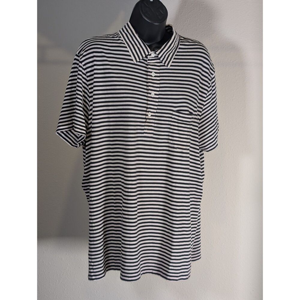 Vintage Polo Ralph Lauren Women's XL Black White Striped Pocket Polo Shirt...